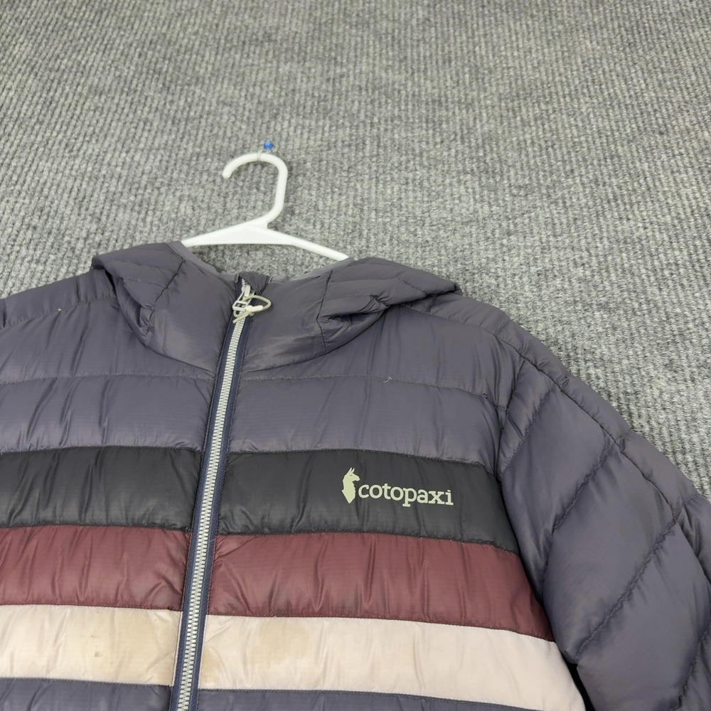Cotopaxi Fuego Down Parka Womens L Purple Nylon Colorblock Hooded Puffer Jacket - Picture 6 of 13